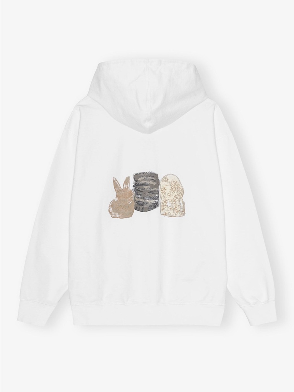 GANNI WHITE ANIMAL PRINT HOODIE IN BRIGHT WHITE - Picture 7 of 11